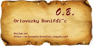 Orlovszky Bonifác névjegykártya